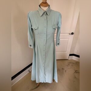 Desert Diva by Sherry Holt Pale Aqua Button Down Dress | Western Prairie | M